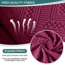 Stretch Recliner Sofa Covers, Reclining Couch Covers With Pockets, Jacquard Reclining Sofa Covers Soft Washable Furniture Protector With Elastic Bottom - Burgundy - View 5