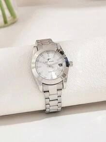 RICECGO 1 Đồng hồ đeo tay thạch anh cổ điển dành cho nữ Thích hợp đeo hàng ngày, họp mặt kinh doanh và tặng quà ngày lễ làm quà tặng cho học sinh đi học trở lại - Bạc - Xem 4