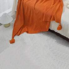 1 Pieza Manta De Sofá Con Flecos Tejida, Manta Pequeña De Ocio Para La Siesta Y Aire Acondicionado