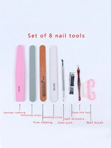 1set 8pcs Manicure Tool Kit - Multicolor - View 1