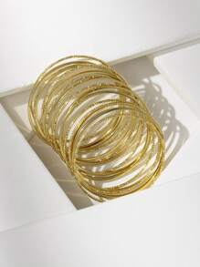 17入組金屬圓圈設計手鐲 - 金黃色 - 查看 2