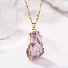 1 件天然水晶不对称形状流苏吊坠项链，果冻色 - 項鍊 - 查看 6