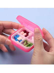 1pc Medicine Box, Jewelry Storage Box, Pill Organizer, Portable Pill Box, Mini Medicine Storage Organization, Cute Pill Case, Household & Travel Accessories - Pink - View 2