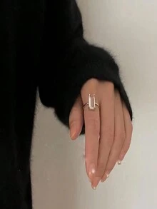 新款白色半透明正方形女戒,適合日常佩戴 - 白色 - 查看 5