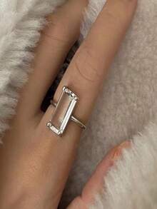 新款白色半透明正方形女戒,適合日常佩戴 - 白色 - 查看 3