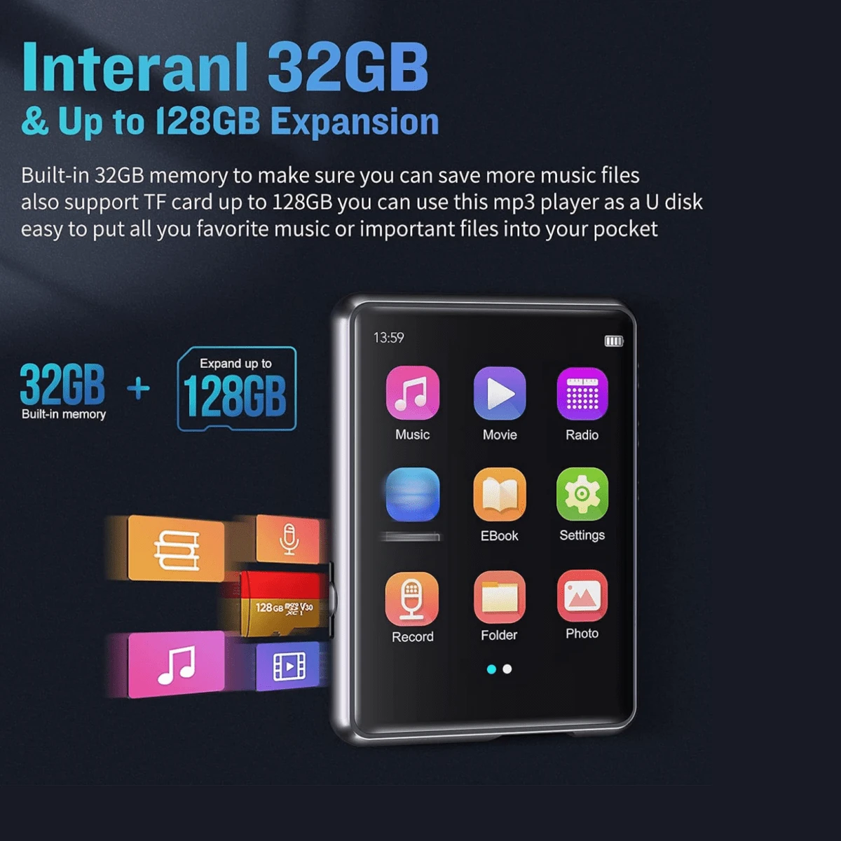 JOLIKE M4 32G MP3/MP4 Player 2.4" Full Touch Screen SHEIN USA