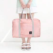 1pc pink Large Folding Waterproof Luggage Storage Bag Suitcase Travel Pouch Handbag Shoulder Bag Organizer,Big Capacity Unisex Clothes Packing Pouch Bag Luggage Women Packing Bags Travel Bag Clothes Storage Clothes Organizer Travel Bag Set Travel Essentials Dorm Essentials - Pink - View 4