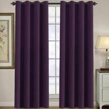 H.VERSAILTEX Blackout Curtain For Living Room Small Window Kitchen Blackout Curtains Energy Saving Solid Grommet Blackout Drape - 梅子紫 - 查看 6