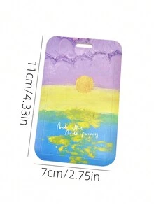 1pc Oil Painting Style Work Card Badge Protector With Lanyard - Multicolor - View 6