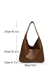 Fashionable Women's Vintage Soft Pu Leather Commuter Tote Bag, Suitable For College Students To Carry To Class, Retro Inspired Bag