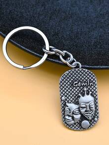 1pc Unisex 12 Zodiac Signs Retro Oval Charm Fashion Metal Keychain - White - View 3