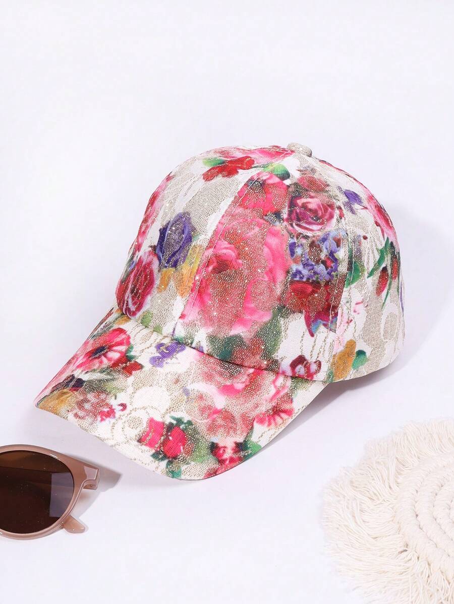 1入組女性彩色刺繡圖案棒球帽合適的適用於日常使用 - 彩色 - 查看 1