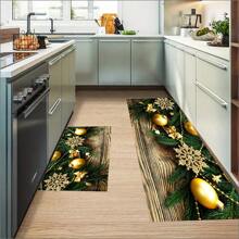 1 件装毛绒水晶天鹅绒防滑防水卡通圣诞老人吸水垫，厨房/浴室入口门地毯 - 聖誕裝飾地毯 - 查看 1