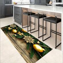 1 件装毛绒水晶天鹅绒防滑防水卡通圣诞老人吸水垫，厨房/浴室入口门地毯 - 聖誕裝飾地毯 - 查看 3