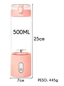 Mini Mixer Juicer Portátil 6 Lâminas - A580 - Rosa chiclete - Visão 2