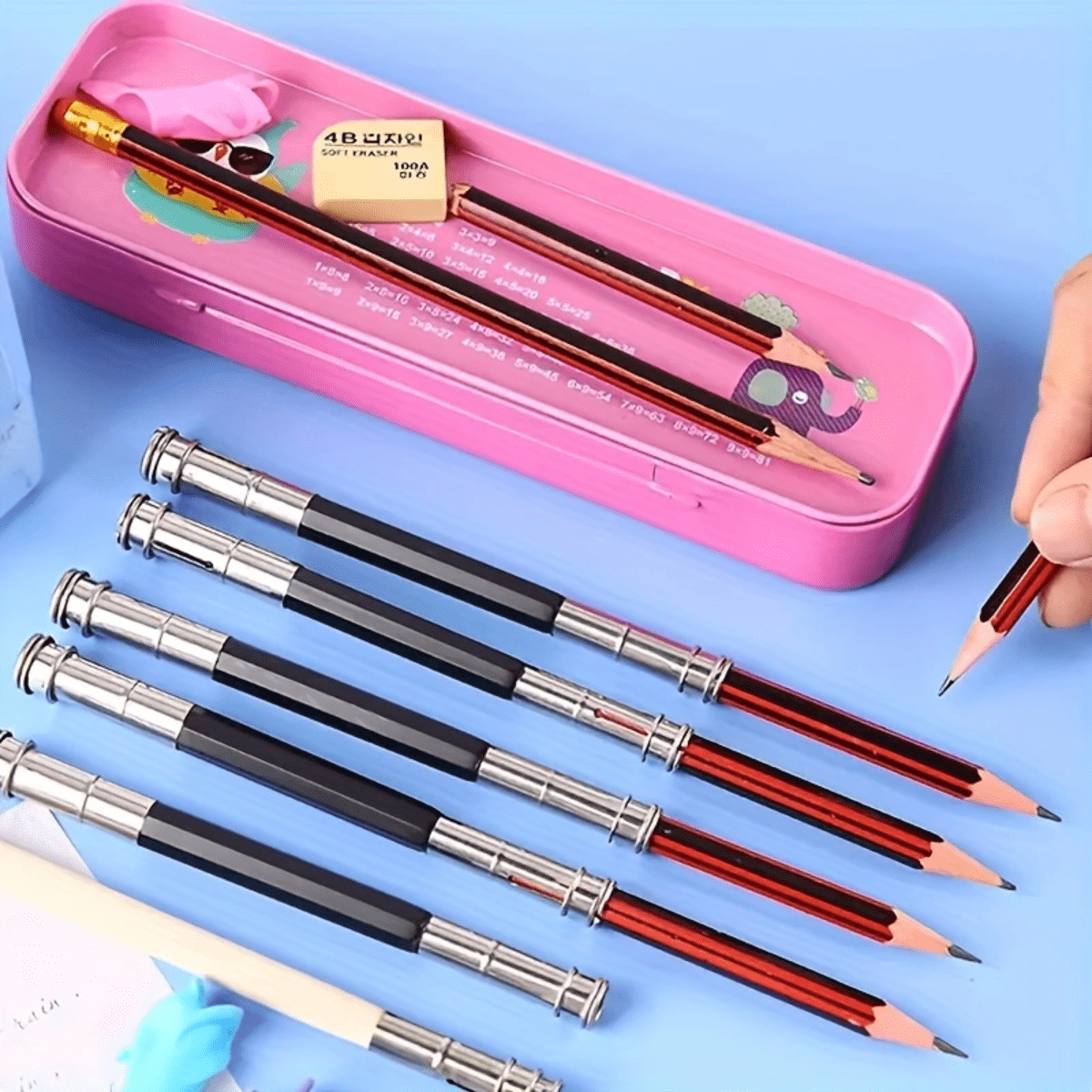 2pcs Adjustable Metal Dualhead Pencil & Colored Pencil Extender And