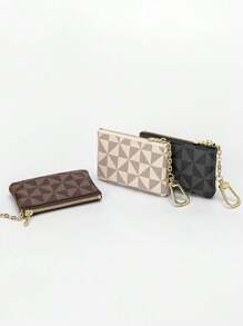 Cartera corta con cremallera y ranuras para tarjetas, de patrón geométrico, ligera y de moda, adecuada como regalo de aniversario, cumpleaños, para trabajadores de cuello blanco, hombres y mujeres