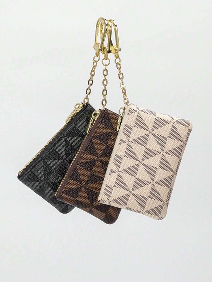 Cartera corta con cremallera y ranuras para tarjetas, de patrón geométrico, ligera y de moda, adecuada como regalo de aniversario, cumpleaños, para trabajadores de cuello blanco, hombres y mujeres