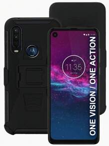 Heavy Duty Case With Clip For Moto One Action Moto One Vision - Black - View 3