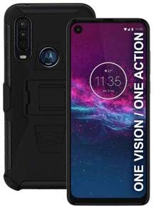 Heavy Duty Case With Clip For Moto One Action Moto One Vision - Black - View 1