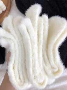 2/4/8/10 pares de calcetines esponjosos y cálidos de invierno con forro térmico, resistentes al olor, de unicolor blanco y negro (surtido de colores aleatorios)