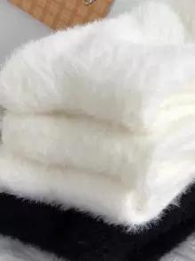 2/4/8/10 pares de calcetines esponjosos y cálidos de invierno con forro térmico, resistentes al olor, de unicolor blanco y negro (surtido de colores aleatorios)