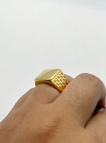Men's Single Ring - 金色 - 查看 3