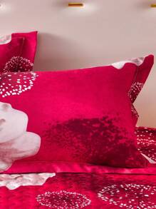1pc Floral Pillowcase For Adult Single Pillow, Modern Style Reactive Print Four Seasons Thickened Flannel Bedding
