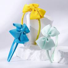 1pc Macaron Colored Children Hairband With Bow Decoration, Suitable For Princess Girls’ Ponytail Hairstyle And Travel Style Headband - Red - View 4