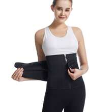 Sports Outdoor Women's Zipper Closure Double Waistband Cincher Sweat Vest, Neoprene Waist Trainer Shapewear Waist Trainer Corset - Black - View 3