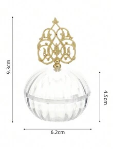 1pc Transparent Round Plastic Container With Gold Lid For Wedding Favor, Candy, Incense, Small Items Storage - Clear - View 6