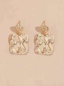 Textured Metal Drop Earrings