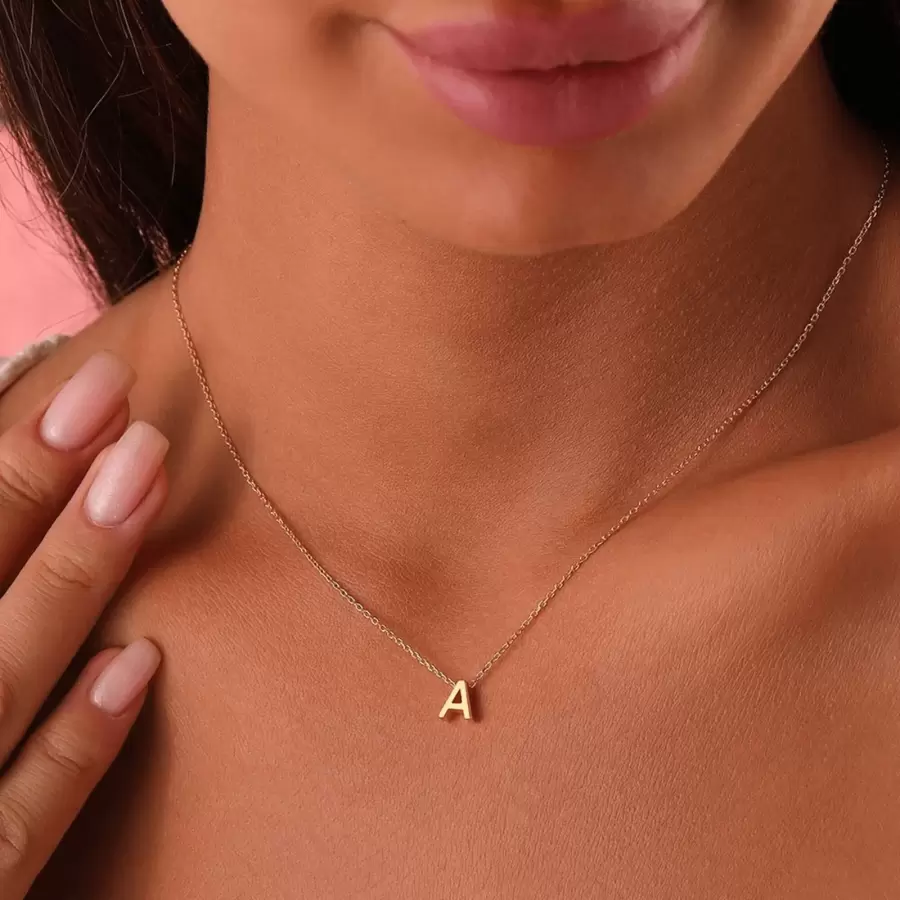 1pc Stainless Steel Europe And America Style Gold Plated Initial A-z Letter Pendant Necklace For Women, Customized Gift For Girlfriend