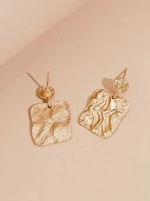 Textured Metal Drop Earrings
