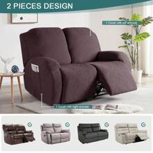 Stretch Recliner Sofa Covers, Reclining Couch Covers With Pockets, Jacquard Reclining Sofa Covers Soft Washable Furniture Protector With Elastic Bottom - Dark Coffee - View 2
