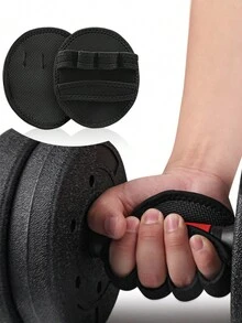 2入組黑色健身手套,適用於啞鈴,硬舉,槓鈴等,防滑手護套 - 黑色 - 查看 6