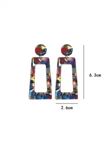 MESTILO 1對波西米亞風格醋酸酯馬卡龍色梯形垂墜耳環,適合女性日常穿著 - 彩色的 - 查看 3