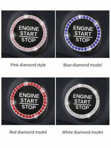 1pc White Color Car Crystal Rhinestone Engine Start Button Decorative Ring Interior Ignition Key Switch Decorative Circle