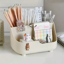 1pc large capacity desktop storage box, five cell office desktop organizer box, student stationery storage box - Blue - View 5