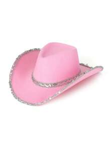 件裝女時尚閃光公主牛仔帽，非常適合休閒海灘派對、節慶、化裝舞會 - 粉色 - 查看 2