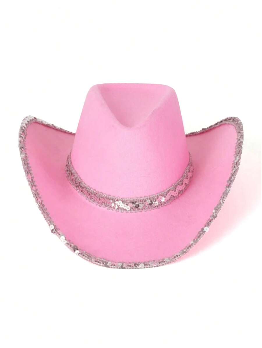 件裝女時尚閃光公主牛仔帽，非常適合休閒海灘派對、節慶、化裝舞會 - 粉色 - 查看 1