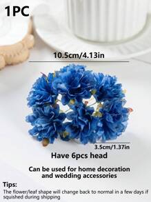 1件（6朵花头）人造迷你康乃馨字母花束，DIY花束，花环材料，糖果盒装饰，家居婚礼装饰，新娘手腕花，胸花，头饰材料，新年装饰，生日派对蛋糕装饰，情人节，毕业礼物 - 寶藍色 - 查看 3
