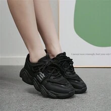 Giày thể thao nữ phong cách Chunky đế dày giải trí, món quà hoàn hảo - màu đen - Xem 4