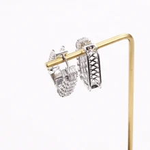 Full Rhinestone Ear Studs, Simple & Fairy Geometric Style Copper Earrings, 2023 New Stone Ear Jewelry, Light Luxury
