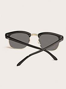 1 Pair Unisex Retro Half-Frame Fashion Glasses, European And American Style Beach Accessories Glasses Shades For Summer Beach Vacation,Outdoor,Travel - Black - View 6