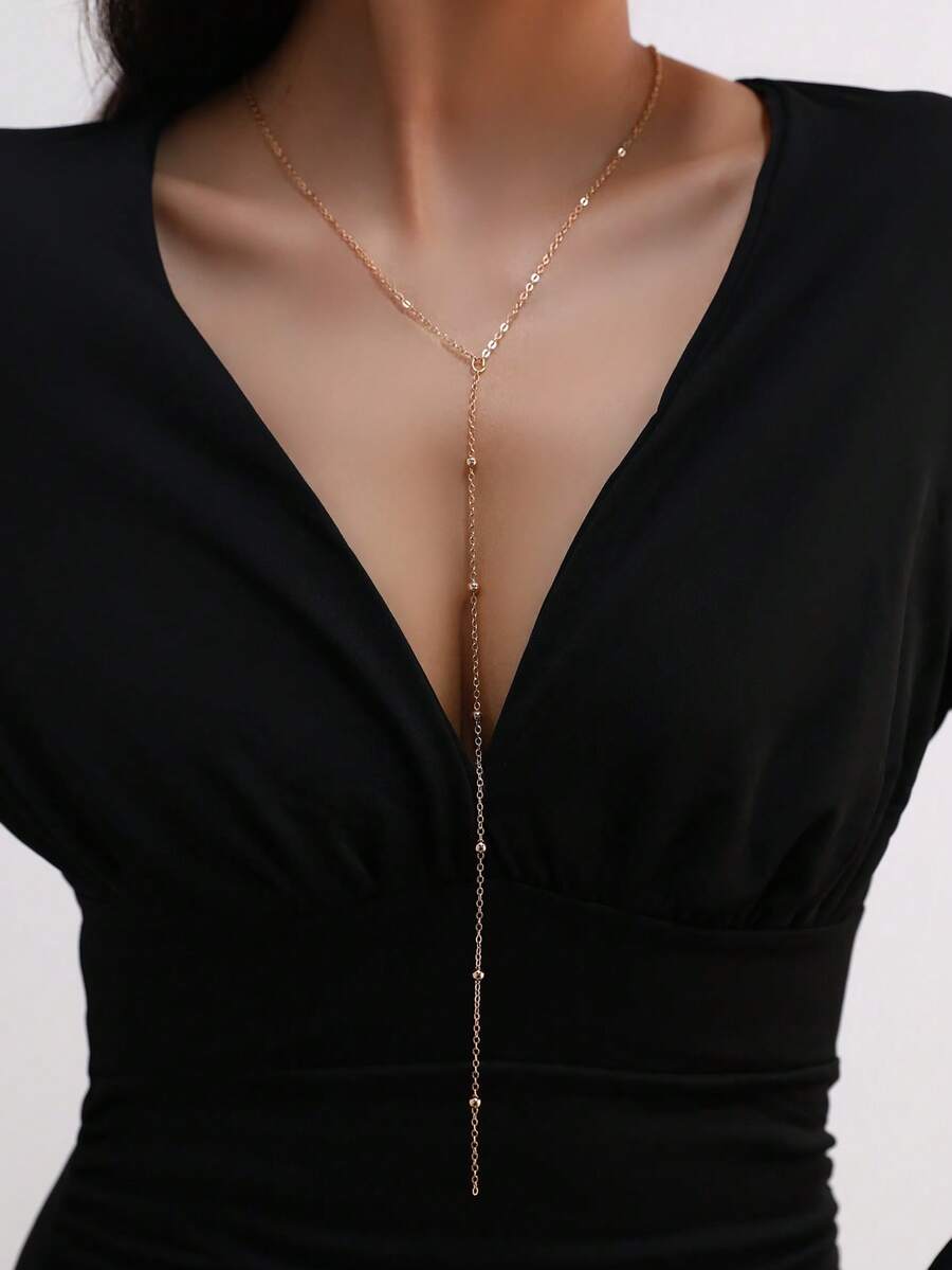 1 Miếng Đúng mốt Tối giản Của phụ nữ Vòng cổ dài ( Hạt Theo Đến Chiều dài ngẫu nhiên ) - Vàng - Xem 1