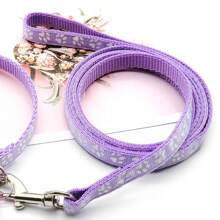 1pc Light Purple Collar And Leash Set With Adjustable Size For Small Pets