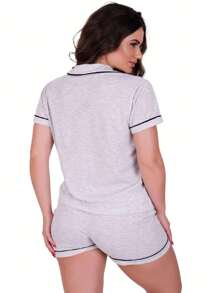 Kit 2 Pijamas com Gola Manga Curta Com Botões Linha Noite