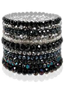 11pcs Bracelet Crystal Stretch Stackable Layering Colorful Statement Bracelets Women Glass Beaded Boho Friendship Bridal Gift - Multicolor - View 7