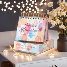 1入組2024年創意啟發英文桌面日曆,365日桌面裝飾品,節日禮盒包裝 - 粉色 - 查看 5